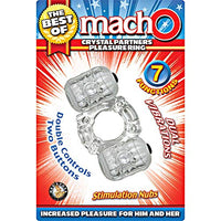 The Best of Macho Crystal Partners Pleasure Ring 7 Function Dual Motors Waterproof Clear