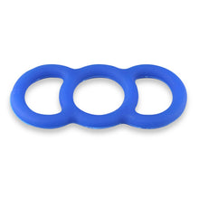 Load image into Gallery viewer, LeLuv Loop Handle Penis Tension Ring Eyro Slippery Blue Silicone .9 inch Unstretched Diameter Single
