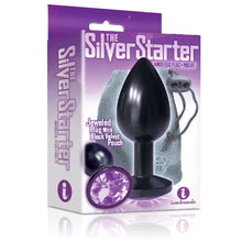 Load image into Gallery viewer, Sexy, Kinky Gift Set Bundle of Massive Triple Threat 3 Cock Dildo and Icon Brands The Silver Starter, Bejeweled Annodized Stainless Steel Plug, Violet
