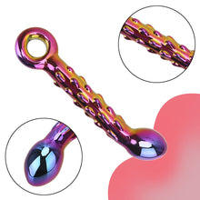 Load image into Gallery viewer, NOPNOG Crystal Glass Dildo, Colorful Anal Dildo, with Pull Ring, 6.89 Inch Long
