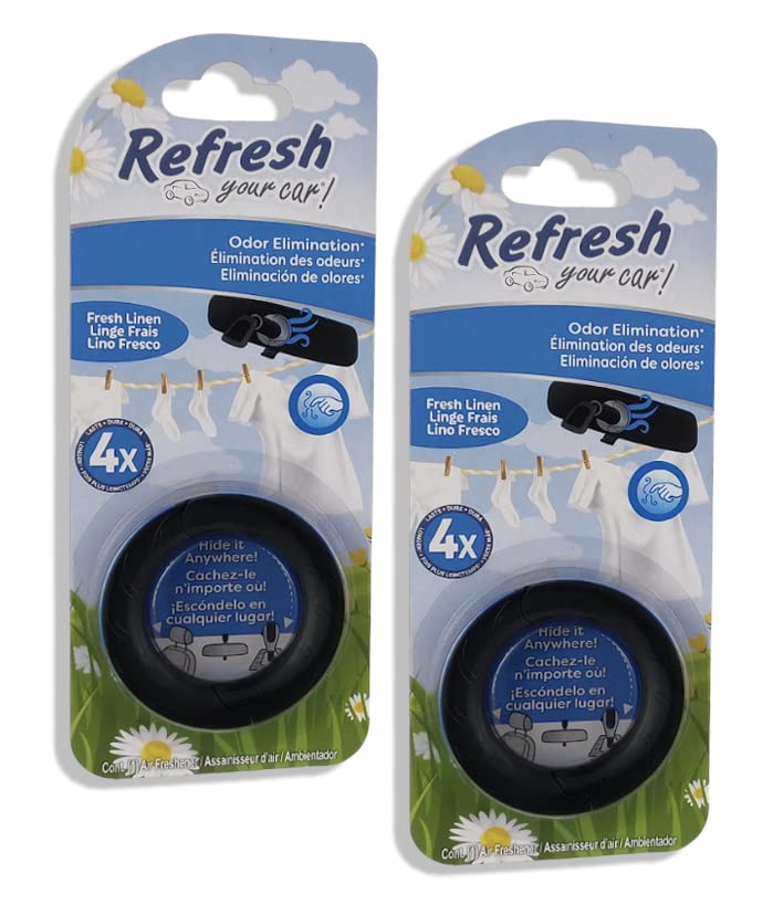 Refresh Your Car Discrete Odor Eliminating Ring (Fresh Linen, 2 Packs)