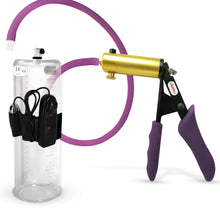 Load image into Gallery viewer, LeLuv Ultima Purple Premium Vibrating Penis Pump with Ergonomic Grips and Silicone Hose | 9&quot; Length - 3.00&quot; Cylinder Diameter
