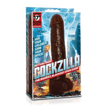 Load image into Gallery viewer, Sexy, Kinky Gift Set Bundle of Cockzilla Nearly 17 Inch Realistic Black Colossal Cock and Icon Brands Toppers - Black, Extender Sleeve
