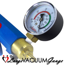 Load image into Gallery viewer, LeLuv Premium Penis Pump Maxi Red Plus Vacuum Gauge and Uncollapsible Slippery Silicone Hose Bundle with Black TPR Seal and 4 Sizes of Constriction Rings | 12 inch x 2.25 inch Cylinder
