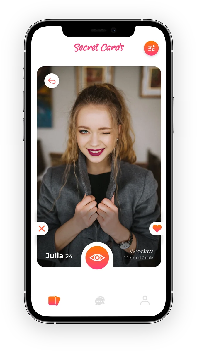 Ekran Secret Cards: w pełni odsłonięte zdjęcie profilowe