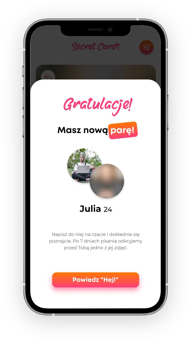 Ekran Secret Cards: Gratulacje, masz nową parę